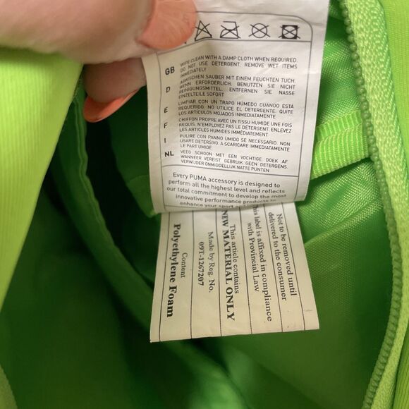 Vintage Puma Oversize Hand Bag Green Neon Polyester Neoprene Y2K - Picture 12 of 14